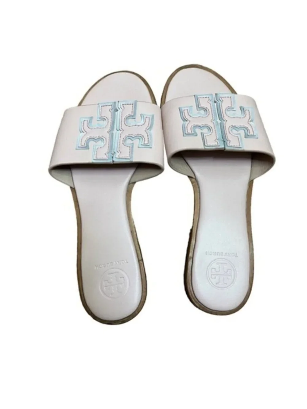 Tory Burch Ines Slides Sea Shell Pink Calf Leather Size‎ 7.5 US